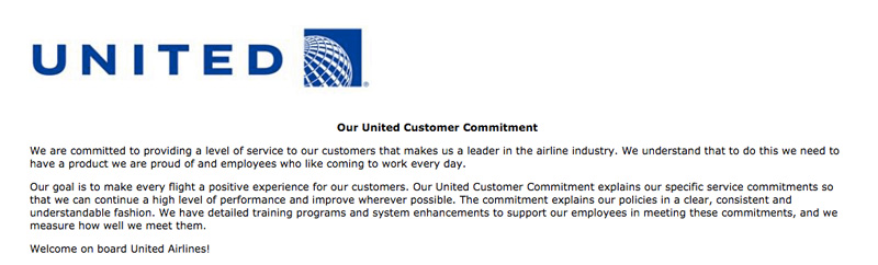 United Airlines Customer Commitment